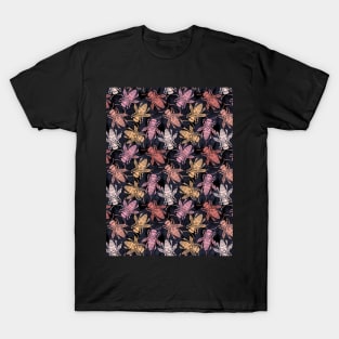 Colorful Bees on Navy Blue T-Shirt